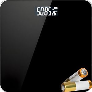 Retoo - Digitale Personenweegschaal - Zwart - Tot 180 kg - LCD-display - Gehard Glas