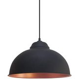EGLO Hanglamp Truro 2, 1-pits vintage hanglamp industrieel design, retro hanglamp van staal, kleur: zwart, koper, fitting: E27