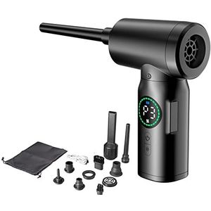 Rawrr Elektrische persluchtspray, reinigingsset, perslucht met lcd-display, 3 snelheden tot 100.000 omw/min, 7500 mAh accu, pneumatische reiniging voor laptop, bank, auto, kantoorapparatuur