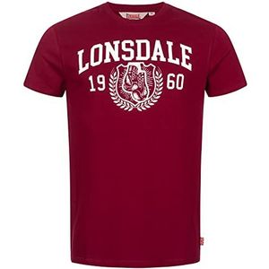 Lonsdale Staxigoe T-shirt voor heren, Oxblood/wit, S