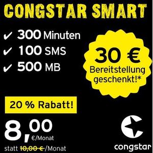 congstar Allnet Flat Plus [SIM, Micro-SIM en Nano-SIM] Maandelijks Rolling Contract (1 GB vaste data bij 21 Mbit/s, Allnet Flat in alle Duitse netwerken)