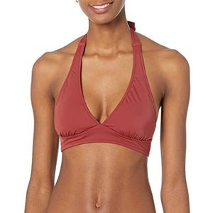 Amazon Essentials Dames lichte ondersteuning stropdas halter bikini badpak top (verkrijgbaar in grote maten), baksteen rood, klein