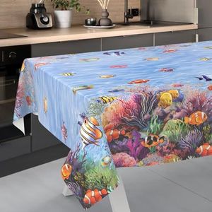 ANRO Afwasbaar tafelzeil, tuintafelkleed, voor binnen en buiten, met snijrand, 200 x 140 cm, voor aquarium