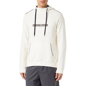 Emporio Armani Heren Mannen Mannen Geborsteld Terry Hooded Sweatshirt, crème, M