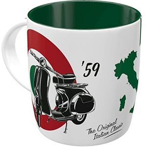 Nostalgic-Art Retro koffiemok, 330 ml, Vespa - The Italian Classic - cadeau-idee voor scooterfans, keramische mok, vintage design