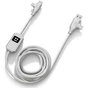 Xoopar - Multi USB-kabel 3-in-1 snellader 100 W compatibel met alle smartphones universele snellader van gerecycled kunststof - USB, USB-C, Ligthning - Mr ALU 1 m Grijs