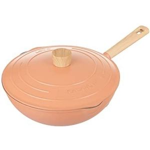 KASANOVA Pot Art Wok met deksel, verschillende kleuren, hoge inductie, wok, krasbestendig, slijtvast, inductiewok en andere warmtebronnen, vaatwasmachinebestendig (roze, 28 cm)