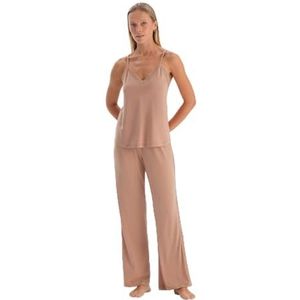 Dagi Lichtbruin Fashion Gebreide Regular Taille Modal Lange Pijpen Brousers, Lichtbruin, M, lichtbruin, M