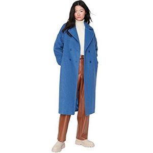 Trendyol Oversized geweven jas met dubbele rij knopen voor dames, koningsblauw, 66