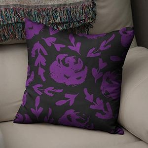 BonaMaison Decoratieve Kussensloop, Paars en zwart Kussenhoezen Bank, Zitkussen, Decoratieve Kussenhoesjes, Kussensloop; Sofa, Slaapkamer, Kantoor, Auto 50x50 Cm - Ontworpen en vervaardigd in Turkije