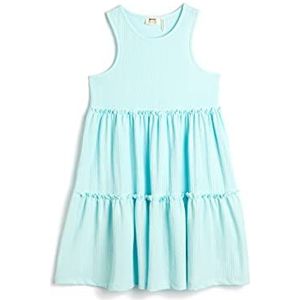 Koton Girls's Midi Halslijn Mouwloze Relax Cut Dress, blauw (640), 5-6 jaar