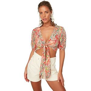 Trendyol Dames oogstbinding gedetailleerde viscose blouse, gemengde kleuren, 38
