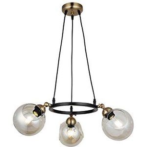 Homemania 1515-73-03 Hanglamp, plafondlamp, kroonluchter, glas, metaal, zwart/goud, 42 x 42 x 100 cm, 3 x E27, Max 40 W