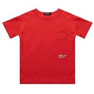 Replay T-shirt voor jongens met korte mouwen met logoprint, rood (Cherry Red 551), 6 jaar, 551 Cherry Red, 6 Jaar