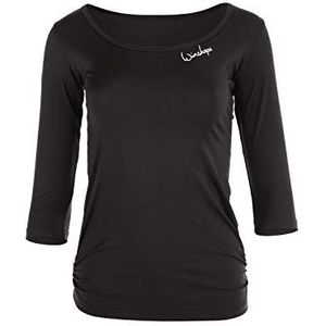WINSHAPE Superlicht functioneel Aet107 shirt met 3/4-mouwen voor dames, slanke stijl, fitness, pilates, ¾ mouwen, zwart, XXL EU, 1 stuk