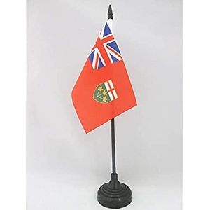 Ontario Table Vlag 15x10 cm - Canada - Canadese regio Ontario Desk Vlag 15 x 10 cm - Zwarte plastic stok en basis - AZ FLAG