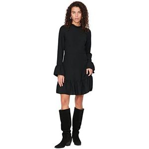 Trendyol Rechte mini-jurk met lange mouwen voor dames, normale zakelijke jurk, zwart, 36