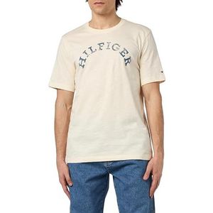 Tommy Hilfiger Heren Hilfiger Arched Tee S/S T-shirts, beige, L, Calico, L