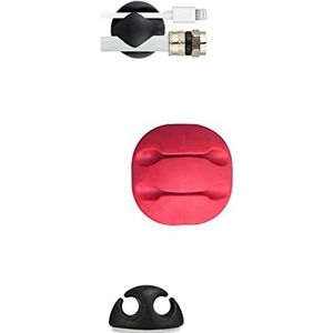 Kabelhouder voor oplaadkabel, kabelclips, kabelhouder, zelfklevend, kabelorganisatie bureau, voor hoofdtelefoonkabel, netsnoer, mobiele telefoonlaadkabel 1 stuk 3,5 cm, rood