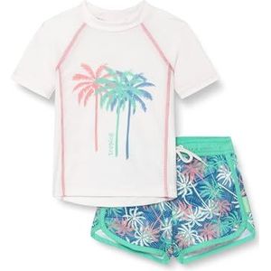 Playshoes Unisex kinderen UV-bescherming badset tweedelig zwemshirt zwemshorts zwemkleding, Palmen ecru, 86-92