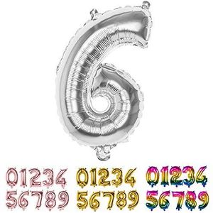 Boland - Folieballon aantal, maat 36 cm, zilver, cijferballon, aantal, ballon, ballon, verjaardag, jubileum, kinderverjaardag, decoratie, cadeau