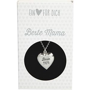 Depesche 10801.015 halsketting met harthanger medaillon, verzilverd en nikkelvrij, met opschrift Beste Mama, lengte 40 46 cm