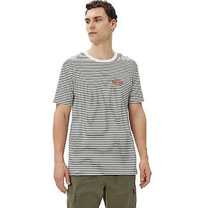 Koton College T-shirt voor heren, geborduurde ronde hals, korte mouw, Green Stripe (7s6), L