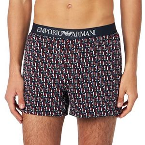 Emporio Armani Heren Classic Pattern Mix Boxer Shorts, Marine Geometrische Print, L