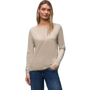 Street One Basic shirt met ronde hals katoen beige 36