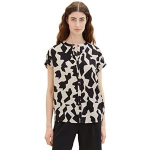 TOM TAILOR Dames 1036709 blouse, 32145 zwart Big Abstract design, 38, 32145 - Black Big Abstract Design, 38