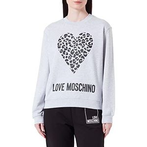 Love Moschino Dames regular fit met Maxi Animalier Heart and Logo. Sweatshirt, Melange Light Grijs, 38