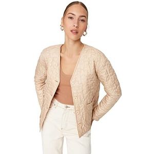 Trendyol Vrouwen double-breasted effen normale winterjas jas, beige, M, Beige, M