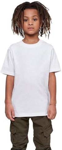 Build Your Brand Basic T-shirt voor jongens, wit, 110/116 cm