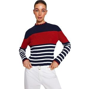Trendyol Dames kleurblok lange mouwen regular sweater, Donkerblauw, S