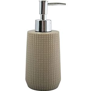 MSV Zeeppompje/dispenser - Squares - kunststeen - taupe - 7 x 18 cm - 275 ml