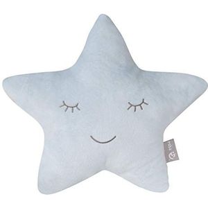roba 205011V231 knuffel- en decoratiekussen ster zilvergrijs, geborduurd, 100% polyester, HxBxD: 28x32x8cm, blauw, 160 g