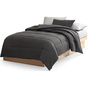 UGG Leonora Dekbedset met 1 kussensloop, lichtgewicht dons, alternatieve deken, omkeerbaar, het hele seizoen, wasbaar en hypoallergeen beddengoedset voor studentenkamer, twin/twin XL, houtskoolgrijs
