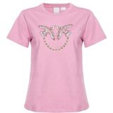 Pinko Quentin T-shirt Jersey Logo Birds borduurwerk + klinknagels, N98_orchideeënrook, M