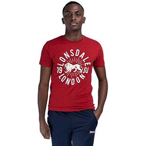 Lonsdale Heren Warmwell T-shirt, Marl Red/Ecru, S