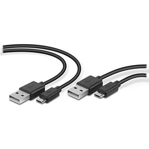 Speedlink STREAM Play & Charge USB-kabelset - 2 oplaadkabels voor Playstation 4 controller/gamepad (USB-A naar micro-USB - compatibel met smartphones) voor gaming/console/PS4, zwart