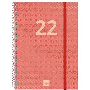Finocam - Weekkalender 2022 horizontaal van januari 2022 tot december 2022 (12 maanden) E10 - 155 x 212 mm spiraal jaar rood Italiaans