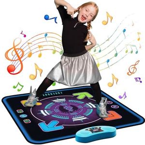 Dansmat Speelgoed voor Meisjes Jongens Kinderen: Speelmat Elektronische muziekmat met led-verlichting, regelbaar volume, 3 spelmodi, Ingebouwde AUX-muziek, Kerst Verjaardagscadeau