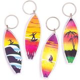 Baker Ross AW497 Plastic Surfboard Loot Sleutelhangers (Pak van 8) Kleurrijke Surfboard Bevestig aan Alles!,Gesorteerd