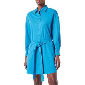 Love Moschino Dames Katoen Nylon Twill met Logo Bubble Embroidery. Jurk, lichtblauw, 38 NL