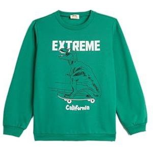 Koton Boys's Long Sleeve Crew Neck Dinosaurus bedrukt Soft Interieur Sweatshirt, groen (786), 5-6 jaar