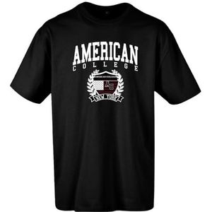 AMERICAN COLLEGE USA American College T-shirt met korte mouwen voor heren, Zwart, XXL