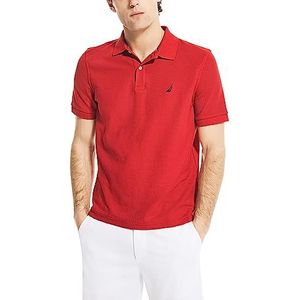 Nautica Poloshirt voor heren, lange mouwen, effen dek, nautisch rood, M