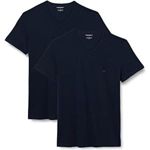 Emporio Armani Underwear T-shirt voor heren, puur katoen, verpakking van 2 stuks, marineblauw/marineblauw, S