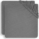 Jollein - Baby Hoeslaken Ledikant Jersey (Storm Grey) - Katoen - 2 Stuks - 60x120cm