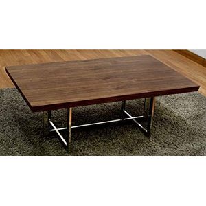 DRW DRW097694 koffietafel van donker hout en staal, 120 x 46 x 60 cm, zilver, afmetingen